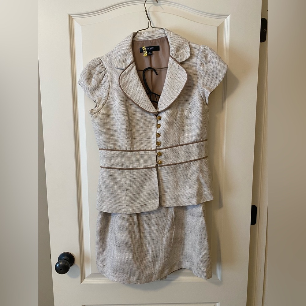 Stylish Beige Two-Piece Nine West Suit Set Size 10